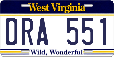 WV license plate DRA551