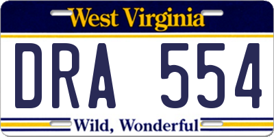 WV license plate DRA554