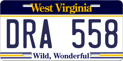WV license plate DRA558