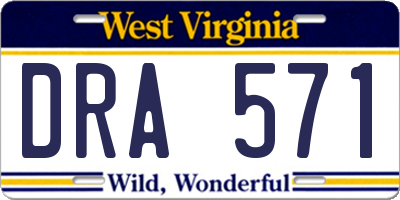 WV license plate DRA571