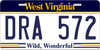 WV license plate DRA572