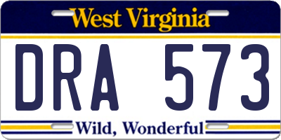 WV license plate DRA573