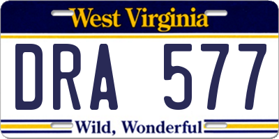 WV license plate DRA577
