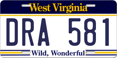 WV license plate DRA581