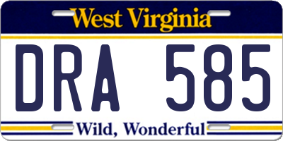 WV license plate DRA585