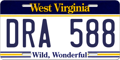 WV license plate DRA588