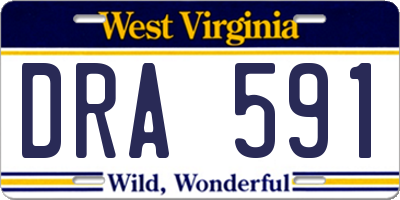 WV license plate DRA591
