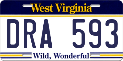 WV license plate DRA593
