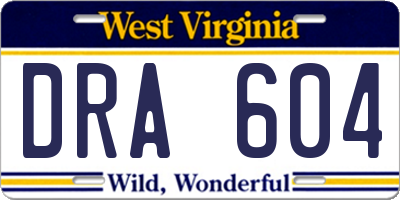 WV license plate DRA604