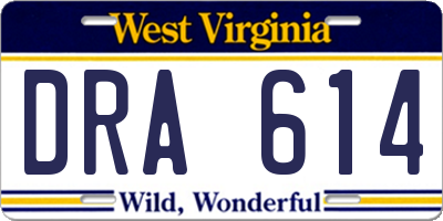 WV license plate DRA614