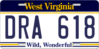 WV license plate DRA618