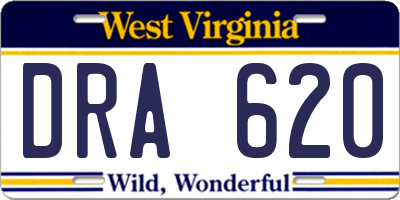 WV license plate DRA620