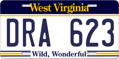 WV license plate DRA623