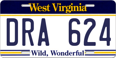 WV license plate DRA624