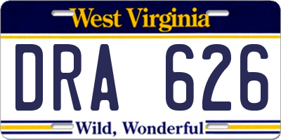 WV license plate DRA626