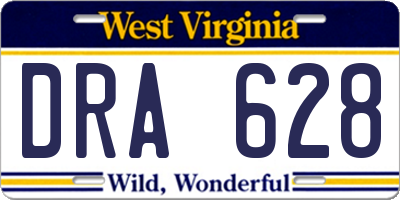 WV license plate DRA628