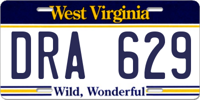 WV license plate DRA629