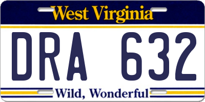 WV license plate DRA632