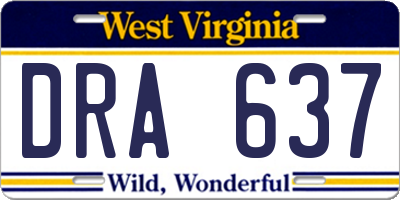 WV license plate DRA637