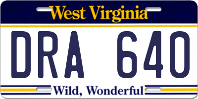 WV license plate DRA640