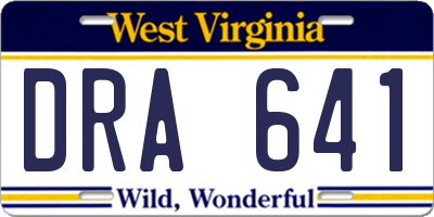 WV license plate DRA641