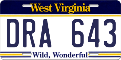WV license plate DRA643