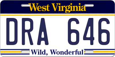 WV license plate DRA646