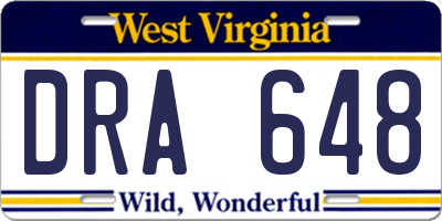 WV license plate DRA648