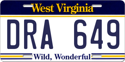 WV license plate DRA649