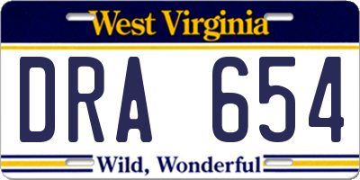 WV license plate DRA654