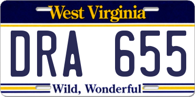 WV license plate DRA655