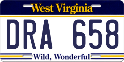 WV license plate DRA658
