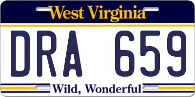 WV license plate DRA659