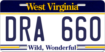 WV license plate DRA660