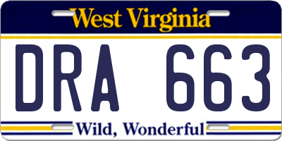 WV license plate DRA663