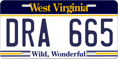 WV license plate DRA665