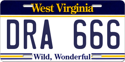 WV license plate DRA666