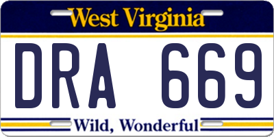 WV license plate DRA669