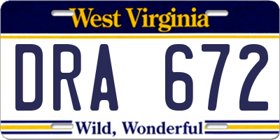 WV license plate DRA672