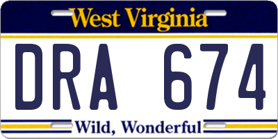 WV license plate DRA674