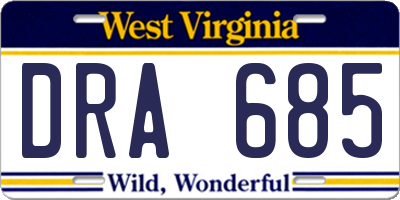 WV license plate DRA685