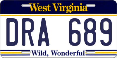 WV license plate DRA689