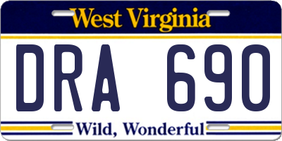 WV license plate DRA690