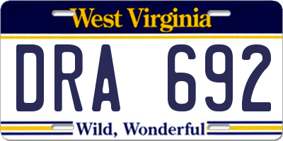 WV license plate DRA692