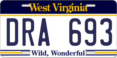 WV license plate DRA693