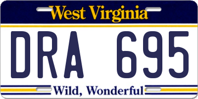 WV license plate DRA695