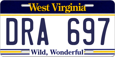 WV license plate DRA697