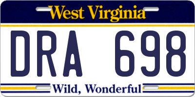 WV license plate DRA698