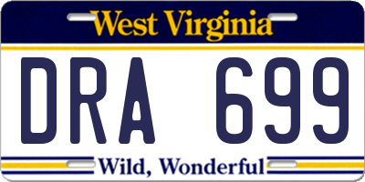 WV license plate DRA699