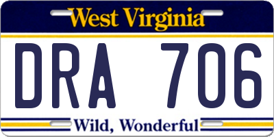 WV license plate DRA706